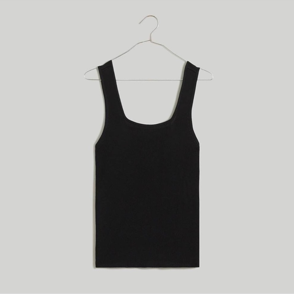 Madewell Womens Ribbed Tank Small Black Square Neck Viscose NWT Size Small